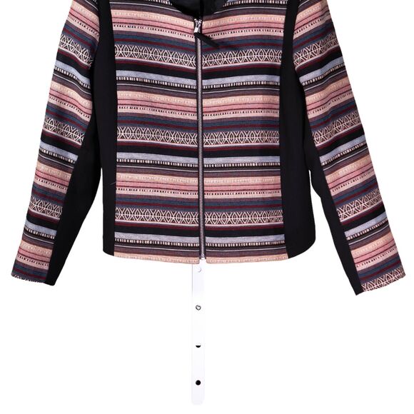 H&M Womens Jacket Striped Navajo Aztec Full Zip Stretch Boho Long Sleeve Size 16 - Picture 6 of 9